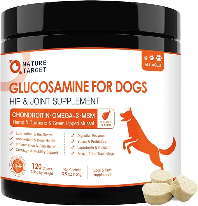 NATURE TARGET Glucosamine Joint Supplement Bundle with Probiotics for Dogs
