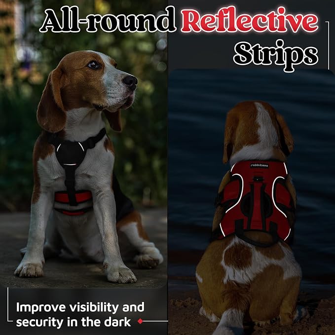 rabbitgoo Escape Proof Dog Harness for Small, No Pull with Lift Handle | No Escape, Full Soft Padded, Reflective Adjustable Vest, Leash Clip for Walking Hiking Training, Red, Small