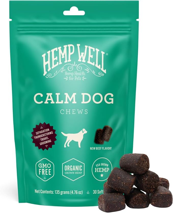 Hemp Well Calm Soft Chews for Dogs, Organic Stress Relief for Pets, 30ct