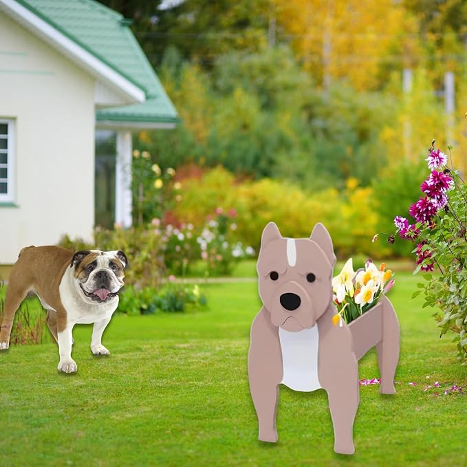 Bulldog Dog Planter Pots, Animal Shaped Flower Pot