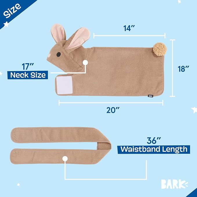 BARKBOX Dog Bathrobe - for Dogs - Small | Fast Drying, Microfiber Bath Towel - Hook & Loop Closure and Wrap Tie - Machine Washable - Bunny