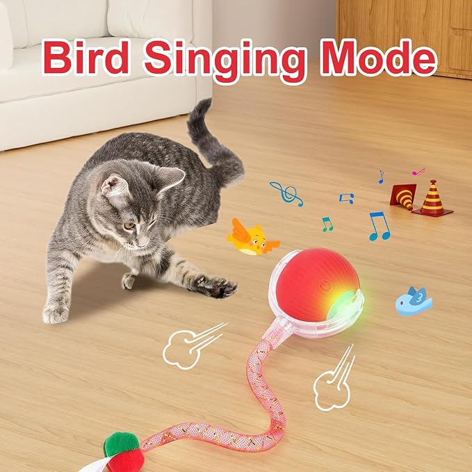 2 Packs Speed 2.0 Tail Interactive Cat Toys for Indoor Cats, Moving Cat Toy | Chirping & Motion Activate Cat Toy, Smart Kitten Toys Rolling Ball Moving Ball, Electric Dog Cat Ball for Enrichment Exercise
