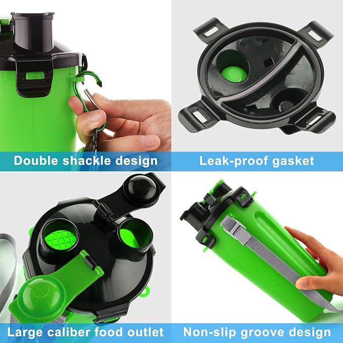 Dog Travel Water Bottle, 2-in-1 with Collapsible Bowl, Green