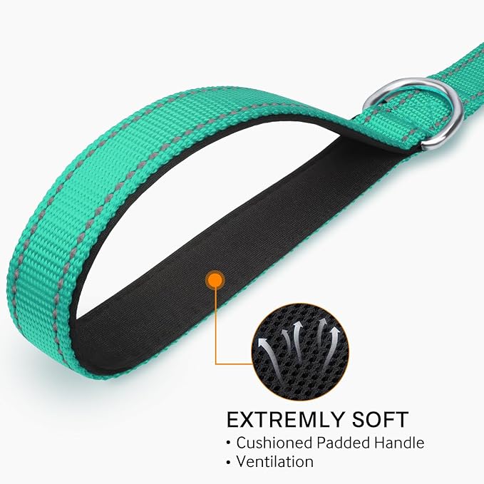 Joytale Dog Harness (Chest: 14-28"), Dog Collar and 6FT x 1" Wide Dog Leash Set, Reflective Padded Nylon Collar and Leash, Adjustable Soft Harness with Handle for Dogs