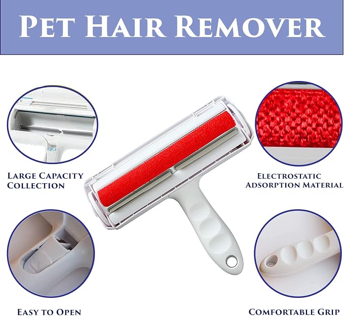 Comfortable Handle Reusable Pet Hair Remover | Cat & Dog Instant Hair Remover for Bedding, Carpet & Furniture | Suitable for Every Material | Hair-Free Home Guaranteed | Cost Effective Product.