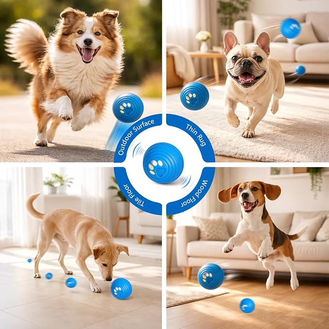 Smart Interactive Dog Ball for Aggressive Chewers, Self Moving Toy, E-TPU | Vibrating Dog Ball with 4 Play Modes, Moving & Bouncing Ball for Dogs, Smart Self Rolling Dog Toy for Small Medium Dogs