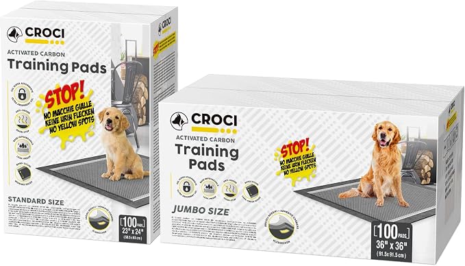 CROCI Charcoal Puppy Pads 23x24in 100 Counts, 36x36in 100 Counts