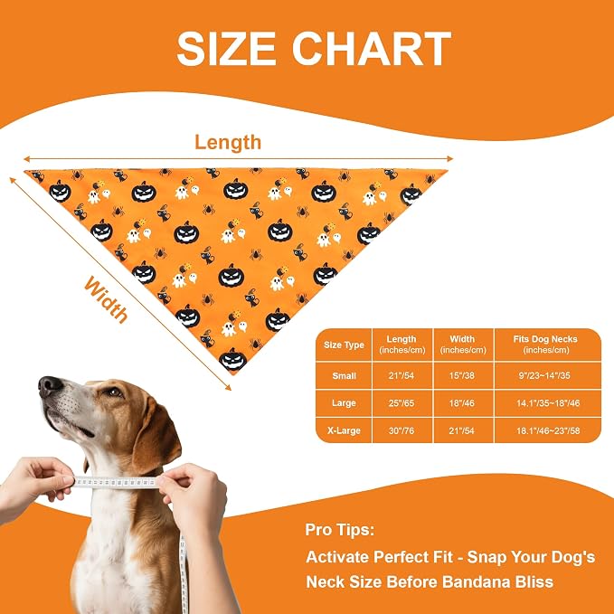 Halloween Dog Bandana for X-Large Dogs, X-Large, Orange