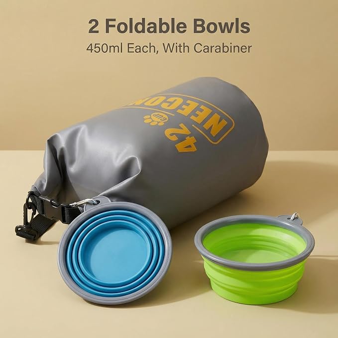 Dog Food Travel Bag with Collapsible Bowls, 42 Cup, 10L