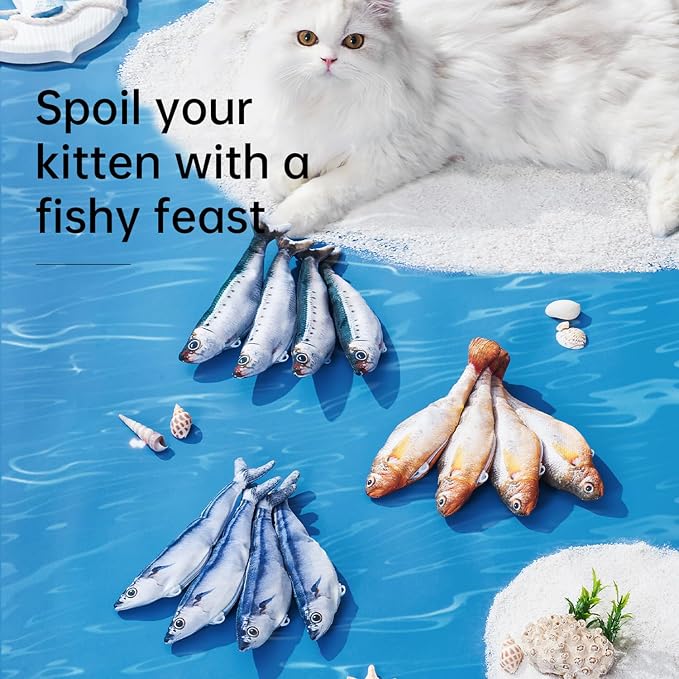 2 Pack Floppy Fish Cat Toys with Catnip, Rechargeable Flopping Fish Toy | Interactive Cat Fish Toys with Realistic Flopping Motion, Soft Plush Design for Indoor Cats, Kittens and Adult Cats
