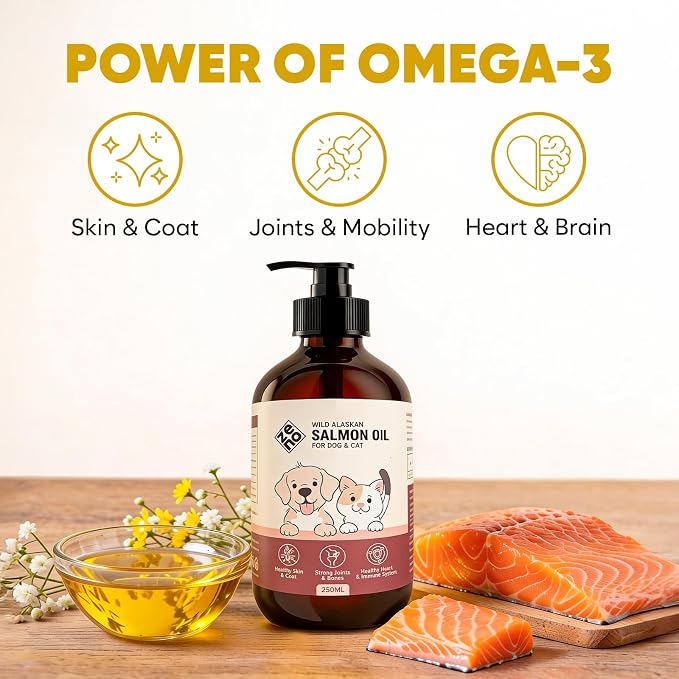 ZENO Wild Alaskan Salmon Oil for Dogs & Cats - Pure Fish Oil for Dogs with Omega 3, EPA & DHA Supplements for Skin & Coat, Joint and Brain Support, Heart & Immune System - 8.5 oz