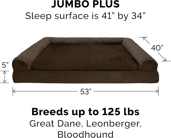 Furhaven Orthopedic Plush &amp; Suede Sofa Dog Bed - Jumbo Plus/XXL (up to 125 lbs), Espresso