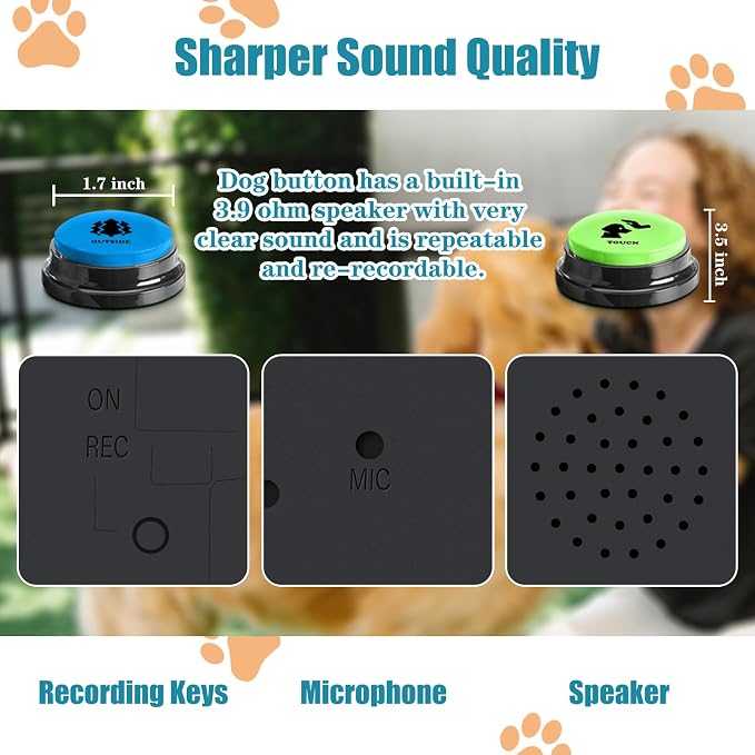Dog Buttons for Communication Starter Pack, 8 Pcs