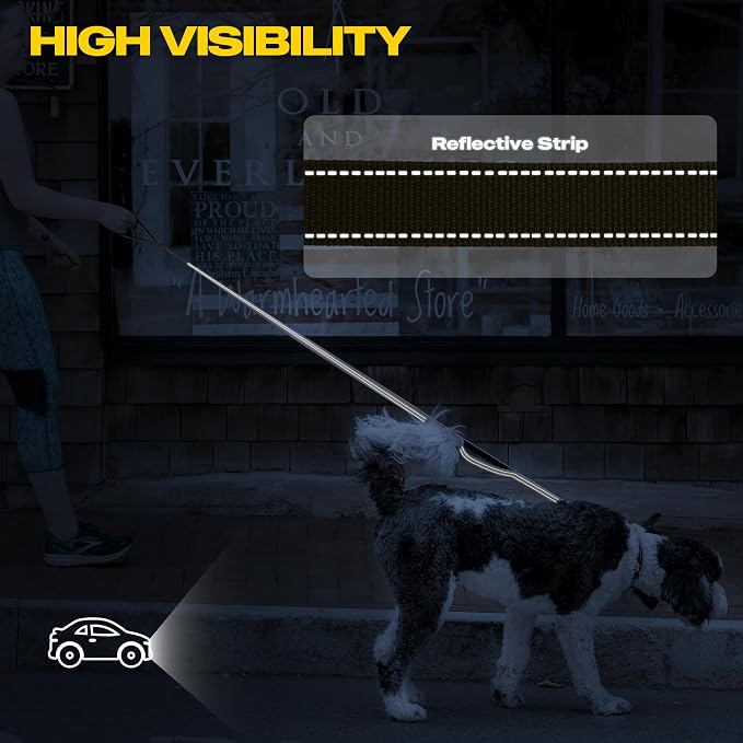 Fida 4 FT Heavy Duty Dog Leash with 2 Comfortable Padded Handles, Traffic Handle & Advanced Easy Snap Hook, Reflective Walking Lead for Large, Medium & Small Breed Dogs, Brown