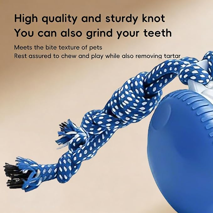 Interactive Dog Toy – Automatic Electric Rolling Ball with Rope, Motion-Activated Play, Random Movement, Rechargeable, Ideal for Boredom Relief for All Dog Sizes