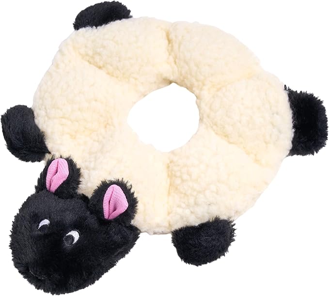 ZippyPaws Loopy No Stuffing Dog Toys to Keep Them Busy - 10" | For Small, Medium, & Large Dogs, Squeaky Pet Toy for Boredom, Unstuffed Chew Toy, Soft Plush Puppy Products, Sheep