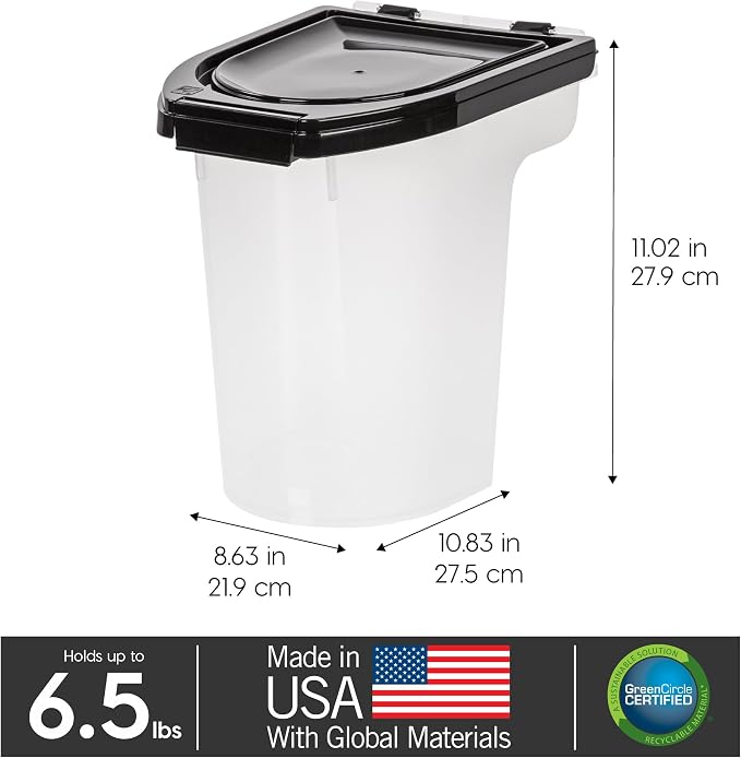 IRIS USA Dog Food Storage Container, Up to 6.5 lbs, Black