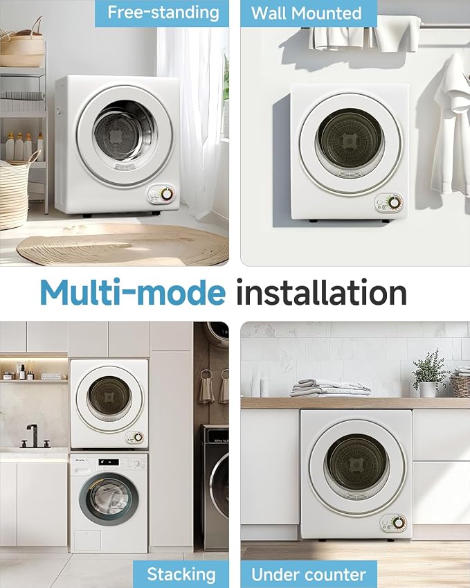 Feelfunn 850W Portable Clothes Dryer with 4 Automatic Drying Modes