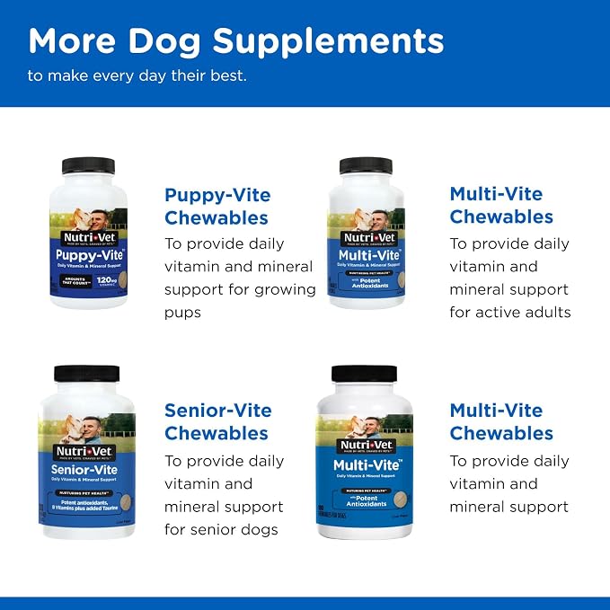 Nutri-Vet Dog Multivitamin, Daily Vitamins, Dog Health Support, 70 Count | Dog Vitamins, Dog Vitamins & Supplements, Immune Support, Skin Health, Joint Health, Gut Health, Daily Wellness