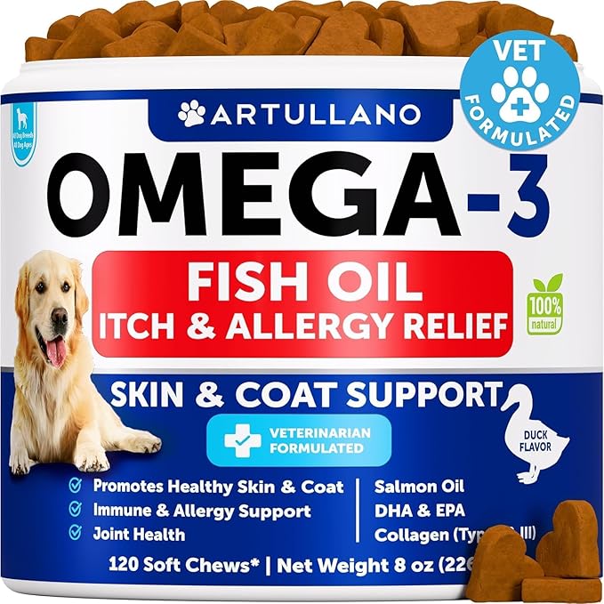 Omega 3 for Dogs - Dog Allergy Relief - Dog Itching Skin Relief Supplement