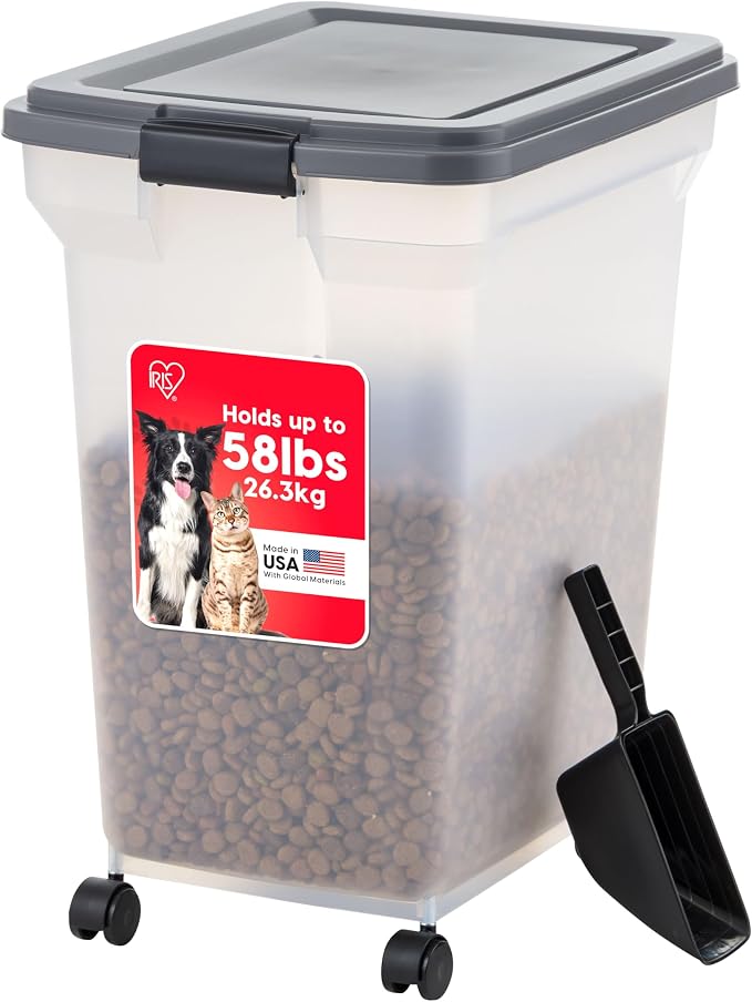 IRIS USA Dog Food Storage Container, Up to 58 lbs, Dark Gray