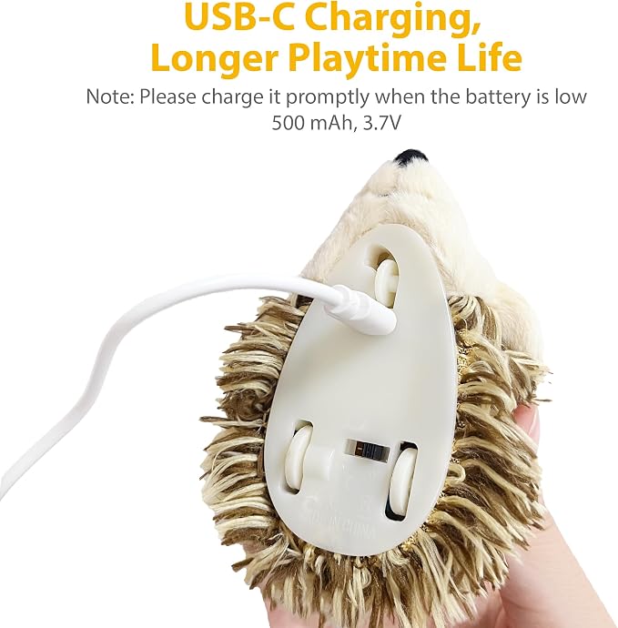 Gigwi Interactive Moving Cat Toy, USB-Charged Squeaky Hedgehog for Cats | Automatic Electronic Moving Kitten Toy, Upgraded 500 mAh USB Rechargeable, Perfect for Indoor Self-Play and Cat Exercise
