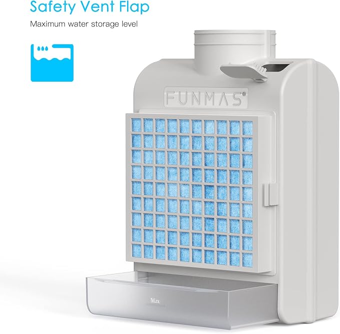 FUNMAS 3-in-1 Indoor Dryer Vent, Stainless Steel Screen Filter, Polyester Filter and Water Drawer System, Upgrade Safety Vent Flap, with 4 Pieces Polyester Filters, For Electric Clothes Dryers