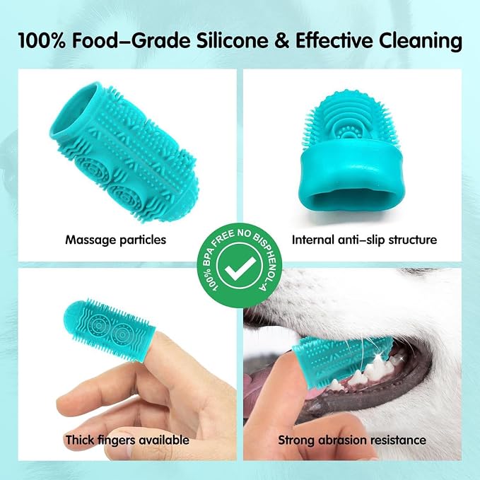 Dog Tooth Brushing Kit, Dog Finger Toothbrush, Soft Silicone Dogs Finger Toothbrush for Small Breed Care for Home Use Teeth Cleaning & Hygiene