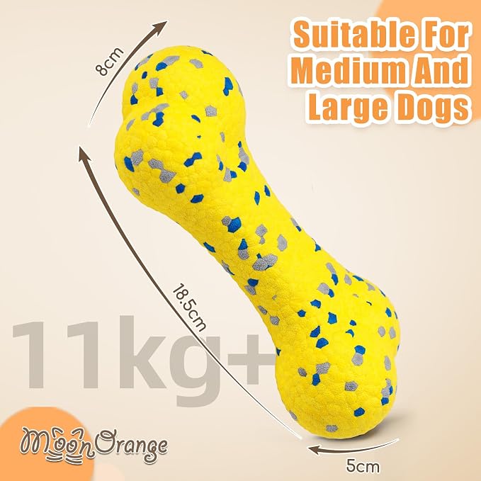 Moonorange 2Pcs Upgrade Bone Dog Balls+Rugby Dogs Toys for Aggressive Chewers, Indestructible Tennis Balls for Dogs (Yellow)