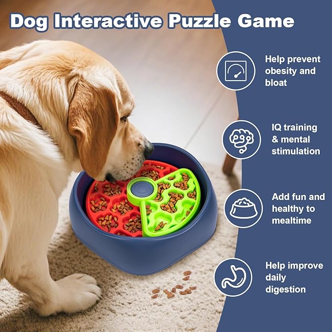 Star&Mi Slow Feeder Dog Bowls, 3-Layer Interactive Dog Puzzle Feeder, Dog Slow Feeder Bowl & Lick Bowl for Dogs, Non-Slip Dog Bowl Slow Feeder for Medium & Large Breeds, Holds 6–8 Cups
