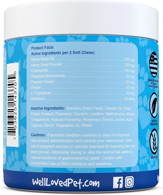 Well Loved Calming Chews for Dogs + Glucosamine for Dogs Hip and Joint Supplement, Vet Developed, Made in The USA, Natural Ingredients