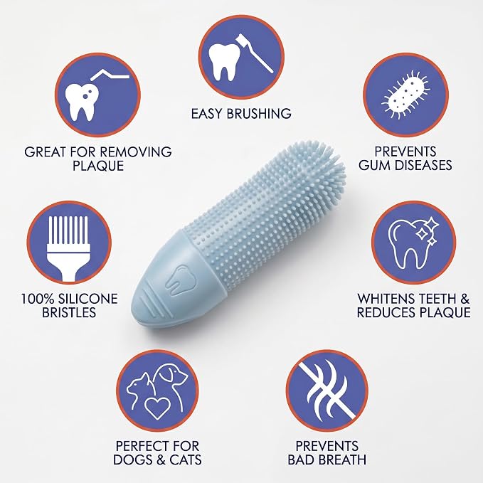 Hampton Distribution 2-Pack Pet Dental Care Kit - 360° Silicone Dog & Cat Finger Pet Toothbrush