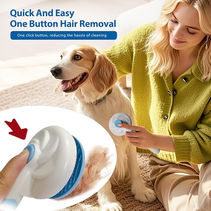NVNAN 5 Piece Dog Grooming Brush Set with Grooming Gloves, Blue