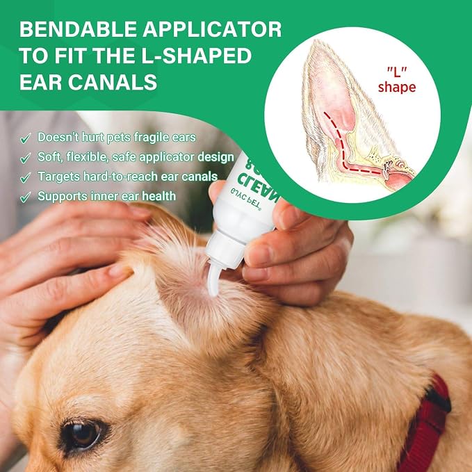 Ear Cleaner for Dogs and Cats with Flexible Long Tube, 4 oz