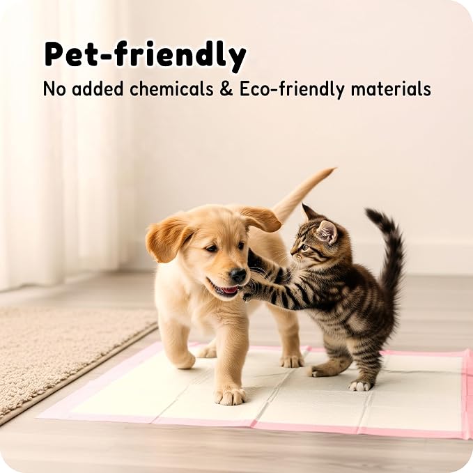 MoMoCo Pink Puppy Pads 23" x 23", 6-Layer Super Absorbent Dog Pee Pads, Leak-Proof Training Pads for Hardwood Floors & Apartments, Flash-Dry Disposable Potty Pads for Puppies & Senior Dogs, 100 Count