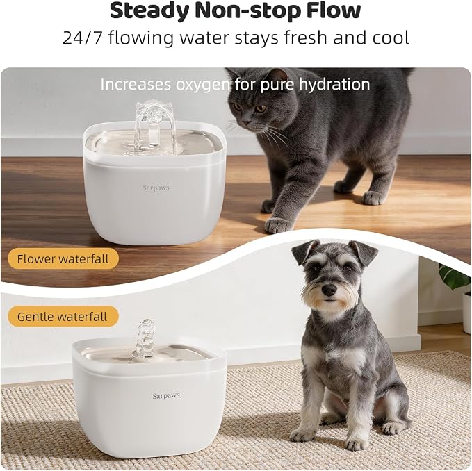 WiFi Automatic Cat Feeder and Water Fountain Set, App Control Pet Food Dispenser with 304 Stainless Steel Bowl, 3L/12 Cups Feeder & 2L Water Fountain Combo, 10s Voice, Secure Locking Lid, Dual Power