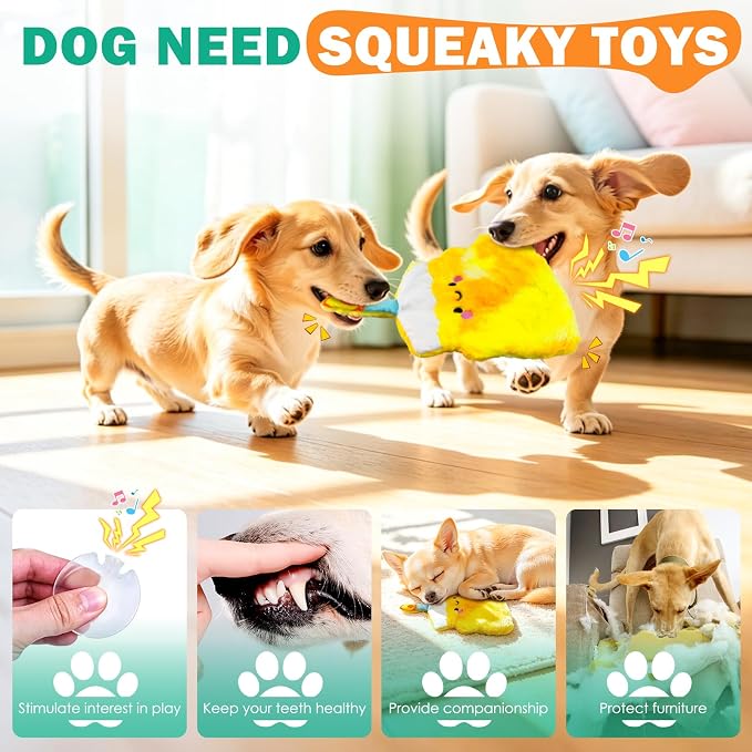 Fuufome Plush Cake Dog Toy | No Stuffing, Squeaky & Crinkle Interactive Puppy Chew Toy for Small Medium Dogs, Birthday Gift