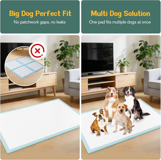 Large Puppy Pee Pads for Dogs 31" x 47" 40 Count, 6-Layer Leak-Proof XXXL Dog Pee Pads Extra Large, Super Absorbent Quick-Dry Thick Disposable Potty Training Pads