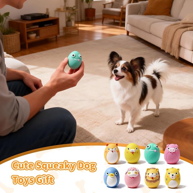SCHITEC Squeaky Puppy Toys, Interactive Animal Dog Toy, Latex Rubber Balls for Puppies Mini Small Breed Dogs
