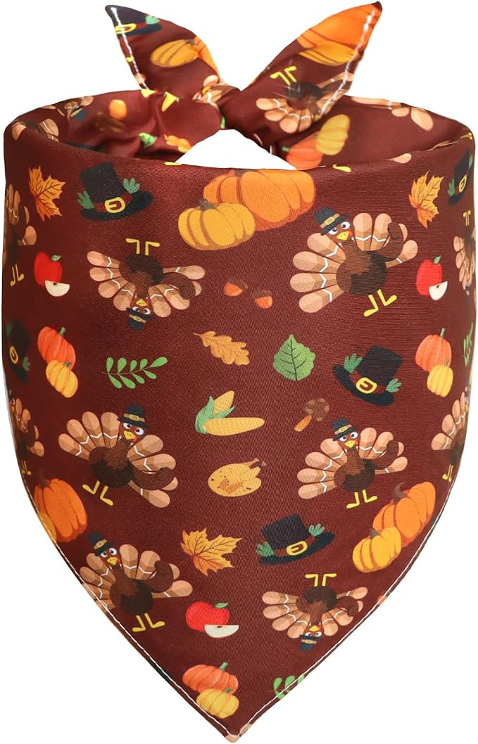 Thanksgiving Dog Bandana for Medium and Large Dogs, Turkey, Medium
