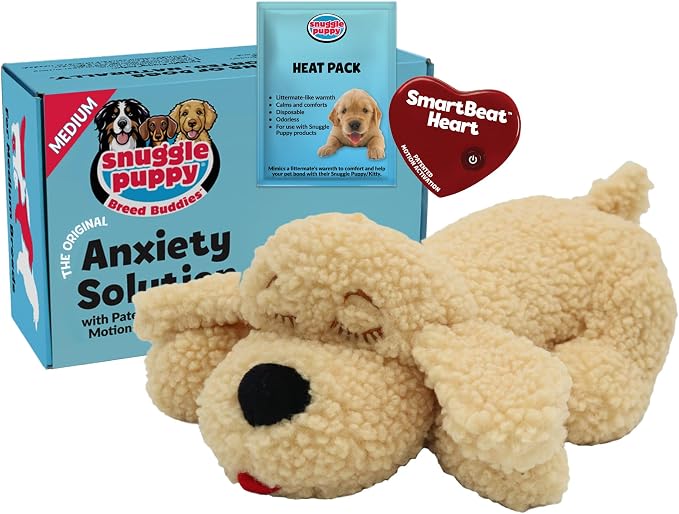 Snuggle Puppy Heartbeat Toy, Calming Comfort, Breed Buddies Goldendoodle | Calming for Goldendoodles and Poodle mixes; crate training comfort, heat pack, new puppy essentials, first nights