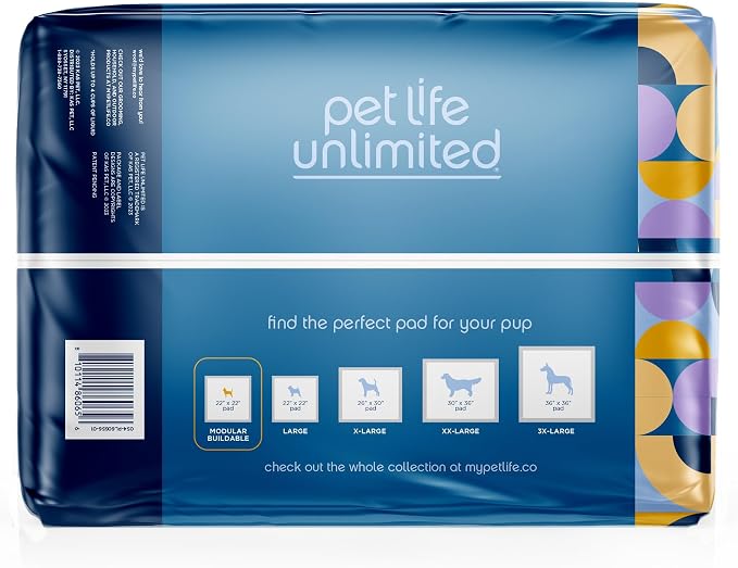 Pet Life Unlimited Create-a-Size Puppy Pads for Dogs, 50 Count, 22" x 22" Dog & Puppy Potty Training Pee Pads, Fragrance-Free, Customizable Layout, Leak-Proof, Super Absorbent, Quick-Dry, Made in USA