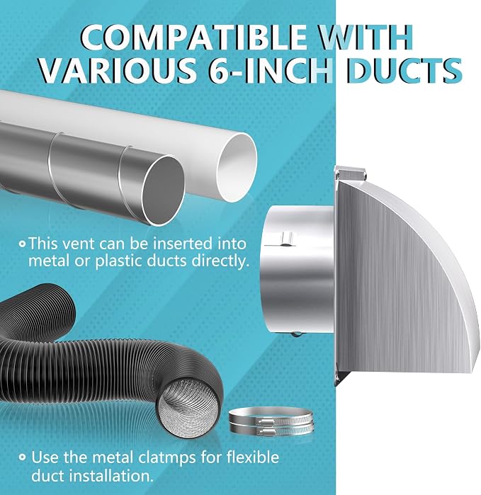 HG Power 4 Inch Dryer Vent Cover Outside with Removable Screen, Silver