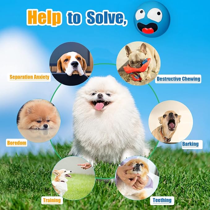 HOLYSTEED Latex Squeaky Dog Toy for Small Dogs, Mini Breeds, 2.2" Flat Ball | 2.2"*2.2"*1.38", 6pcs Flat Dog Squeaky Balls, Smile Face Rubber Puppy Toys, Interactive Pet Toy with Squeaker Indoor, Outdoor