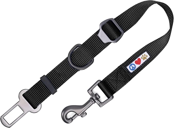 Pawtitas Dog Seat Belt | Pet Safety Seat Belt with Adjustable Strap for Small to Large Dogs | Exceeds Dog Safety Standards | Keep Your Dog Secure in The Car - Black Car Seat Belt for Dogs