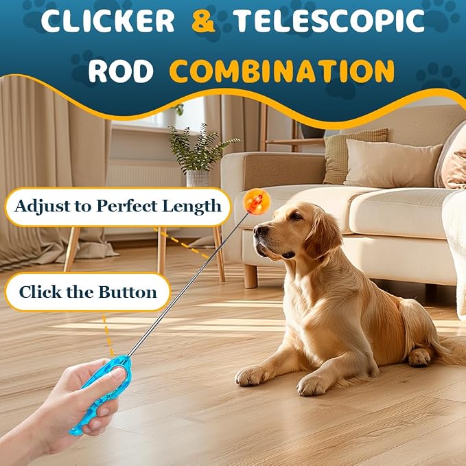 DuDuDog Dog Training Clicker with Retractable Target Stick