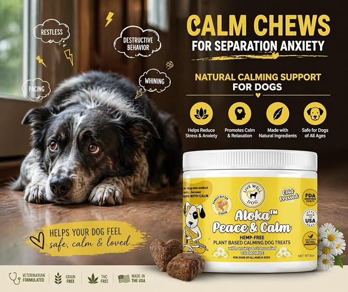 Aloka Peace & Calm Plant Based Calming Dog Treats with Chamomile, Valerian, 120-Pack, 8oz