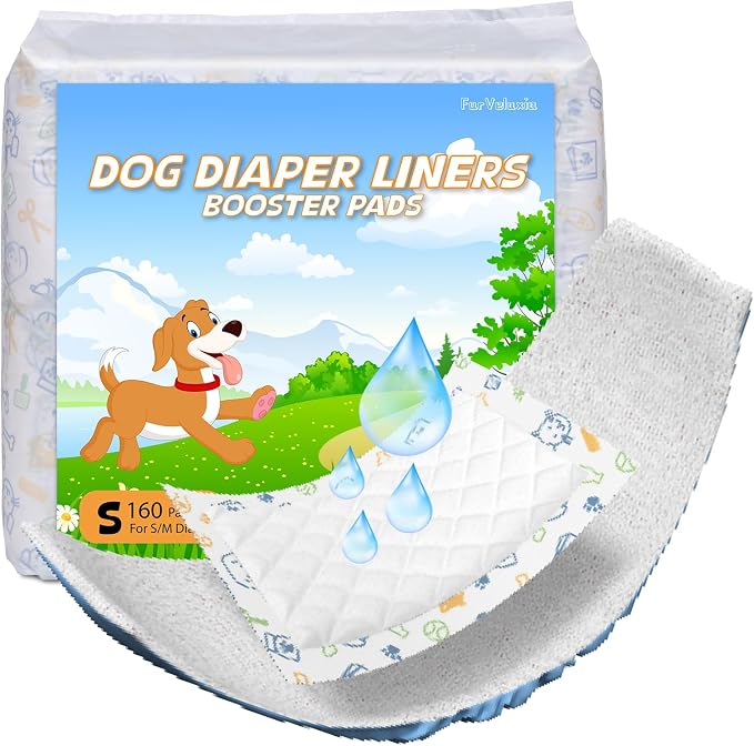 Dog Diaper Liners 160ct, Disposable Dog Diaper Pads Liner Female and Male Super Absorbent Doggie Period Diaper Inserts fit Most Puppy Diapers,Belly Band(Regular)