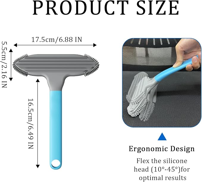 Pet Hair Removal Tool and Pet Hair Remover with 3 in 1 Silicone, Cat Dog Hair and lint Fur Remover for Carpet Couch Cat Tree Bed Furniture and Car Interior, Reusable and Portable,1 Pack