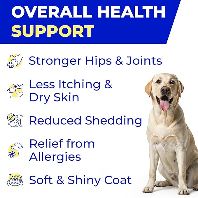 Fish Oil for Dogs - Natural Omega-3, EPA+DHA Fatty Acids, Skin&Coat Support
